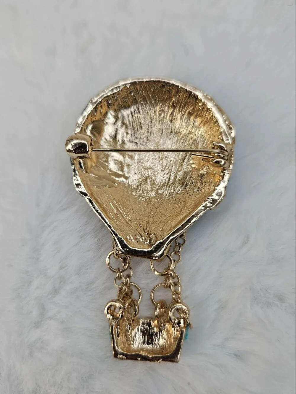Gold & Teal Hot Air Balloon Brooch